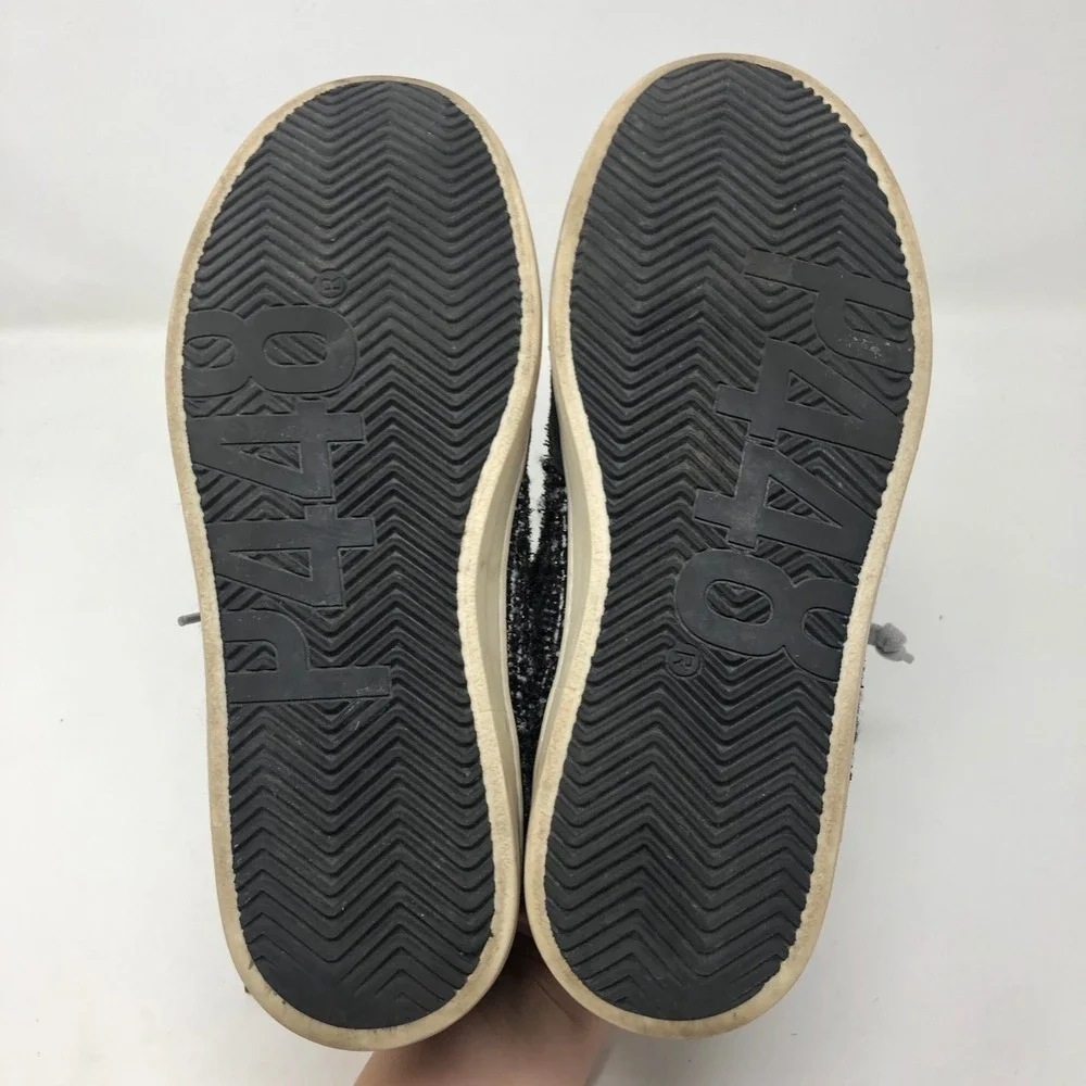 P448 John Shaka‎ Low Top Sneakers Womens 37 6.5 Black Tweed Lace Up Streetwear